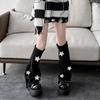 Star Decoration Knit Long Socks Striped Leg Warmers Vintage Boot Cuffs  For Women