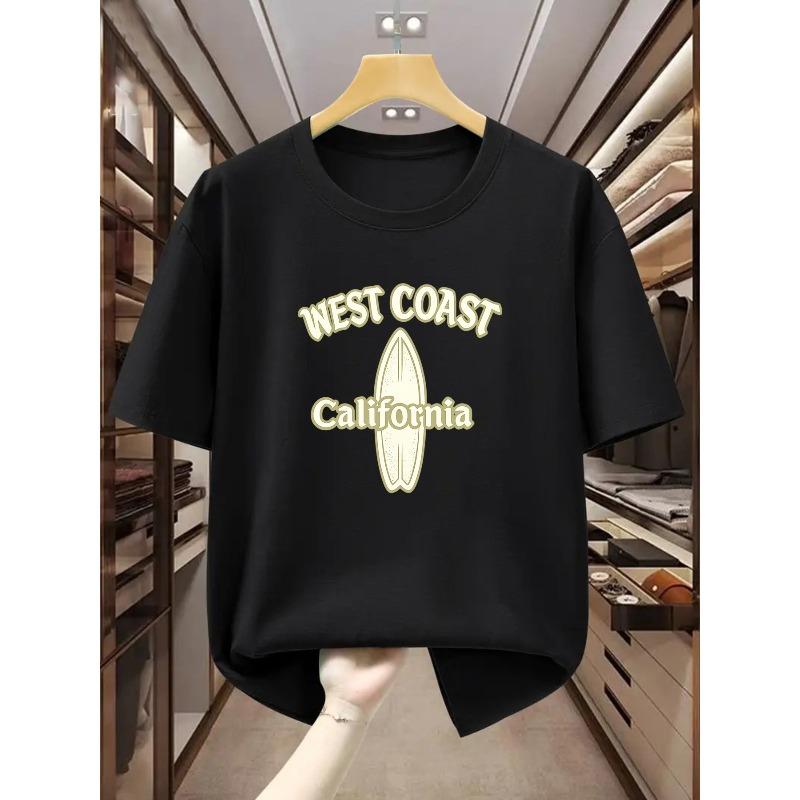 Men S T-Shirt West Coast California Surf Sweatshirt Comfortable Casual Short-Sleeved T-Shirt in Summer 2XL
