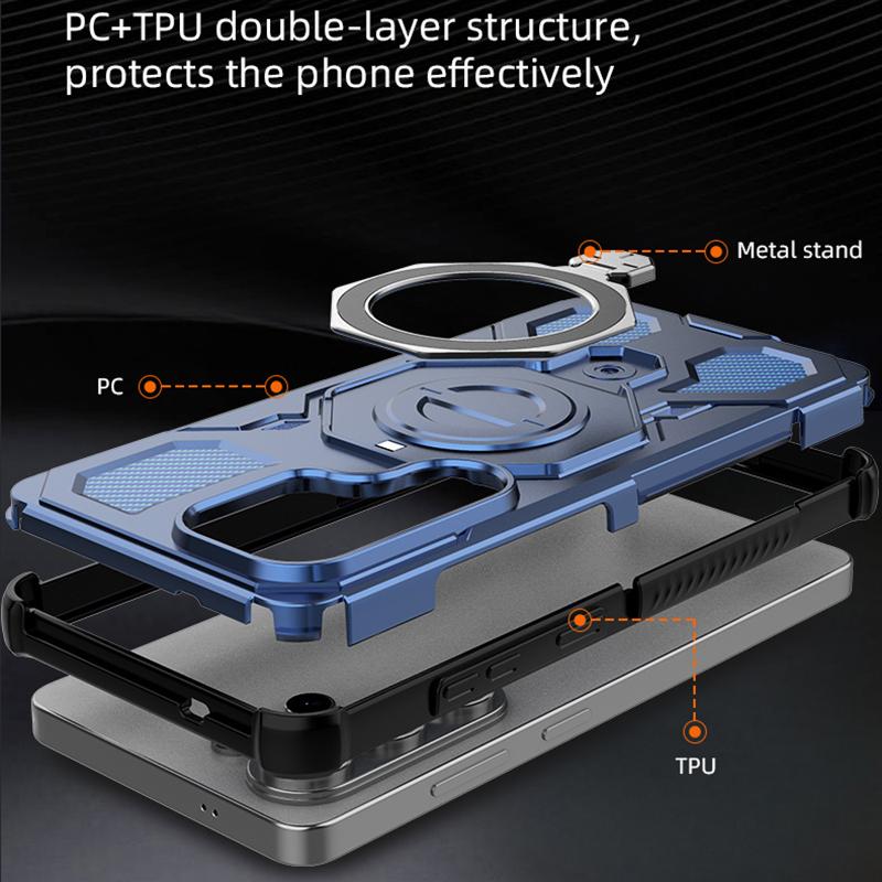 KEYSION Shockproof Magnetic Case for Samsung S26 Ultra 5G Upright Live Metal Ring Stand Phone Back Cover for Galaxy S26 S26+Plus