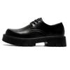 Round head Derby shoes men's high-end matte black big head shoes British platform heightening retro leather shoes 2112-J
