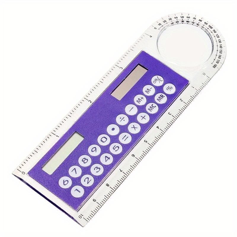 1pc High-Quality Solar Mini Calculator with 10cm Ruler - Colorful, Compact Multifunctional Arithmetic Tool for Students & Office Use,
