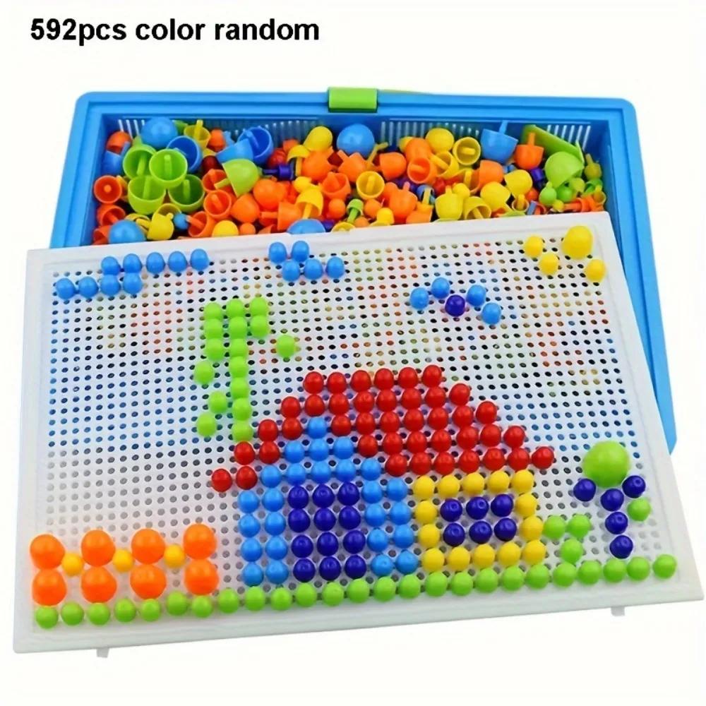 296/592 Stück Pilz-Nagel Bausteine Puzzles, Spiel, Farb-Kognition Intellektuelle Lernspielzeuge für Kinder 3D Puzzle Spiel