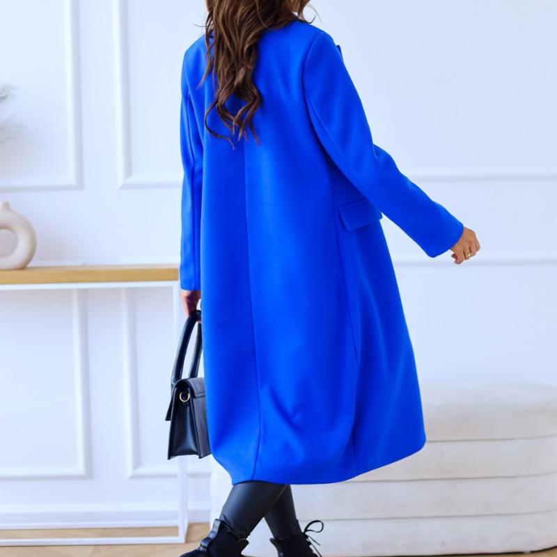 Women's Autumn and Winter Simple Double-breasted Long-sleeved Lapel Button Tweed Jacket