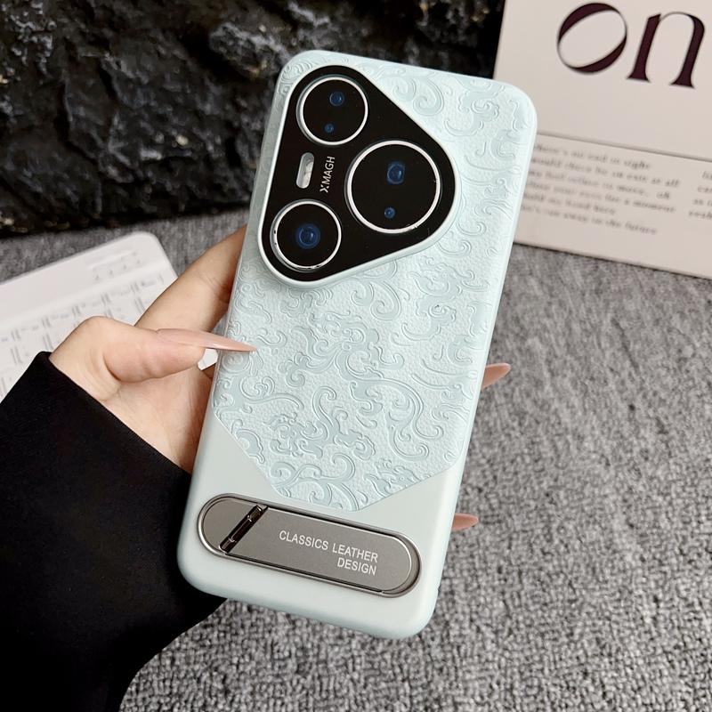 For Huawei Pura 70 80 Pro Ultra Embossed Dragon Pattern Leather Metal Kickstand Anti-Fingerprint Comfortable Grip Cover