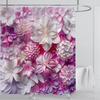 3D Red Floral Shower Curtain Set Pink Flower Design Fabric Bathroom Decor Waterproof Washable Shower Curtain Set with Hooks