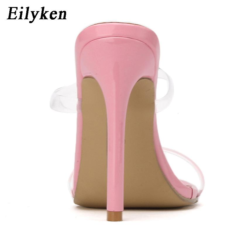 Fashion Eilyken PVC Transparent High Heels Open Toe Slippers Pumps Women Mules Lady Slides Sandales Tacones Mujer