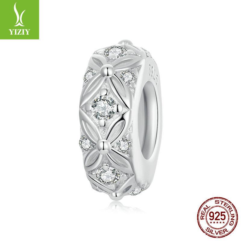 Embossed Diy Silicone Positioning Bracelet Beads, Elegant Luxury S925 Sterling Silver Beads