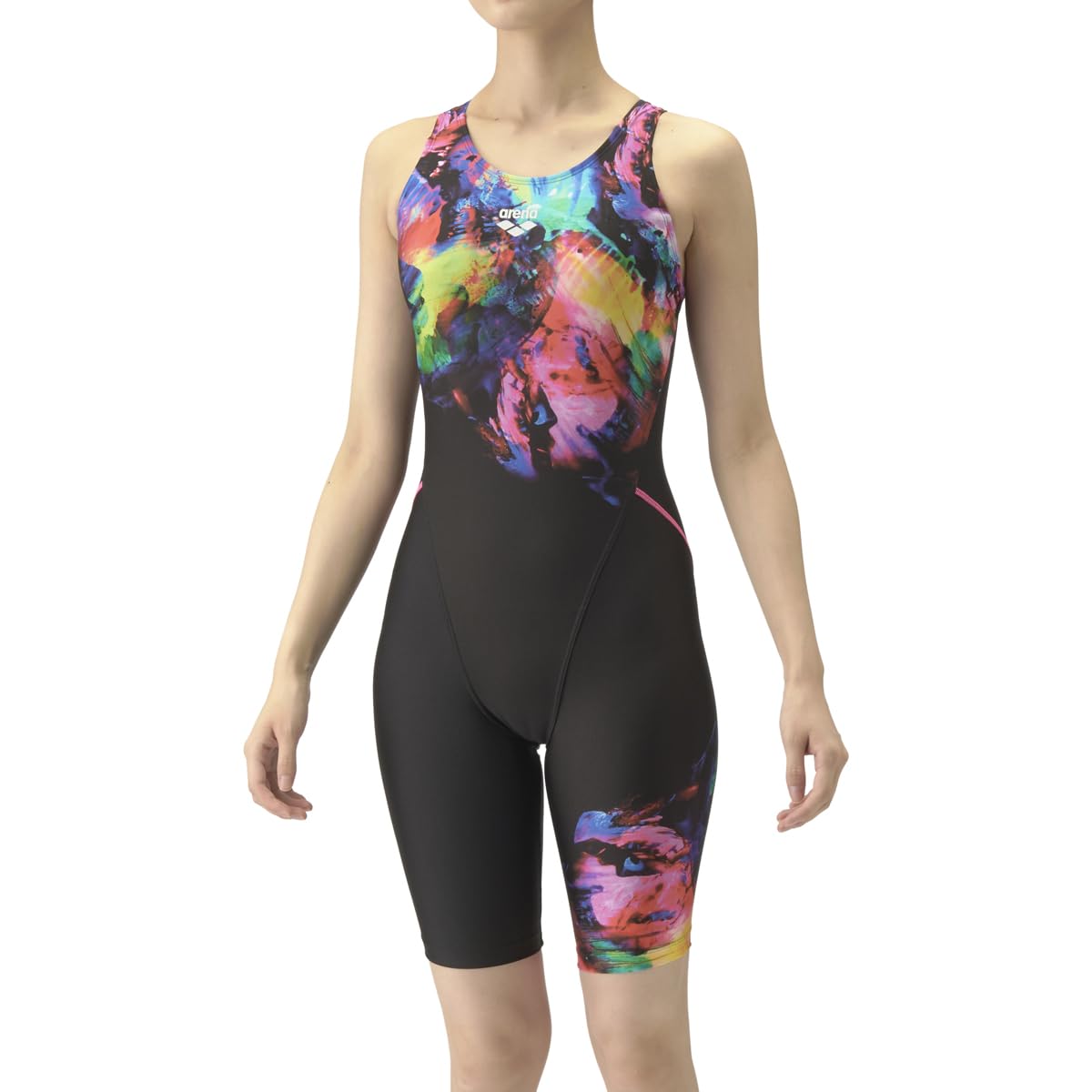 

Swimsuit Fitness One Piece Spats Half Perfect Black x Pink L Size [Arena] (Open Back, Leg, Pad) Women s (BKPK)