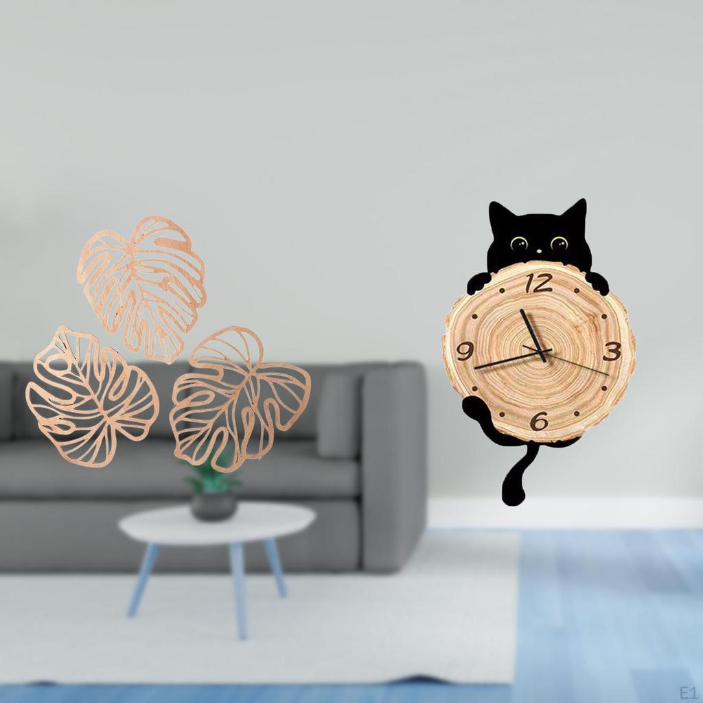Creative Palm Leaves Wall Clock Decor Lightweight Wooden Ornament for Bedroom Office ’s Room