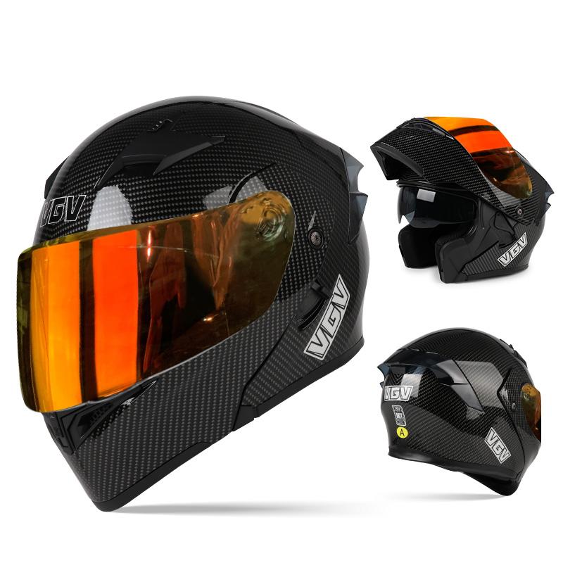 VGV Double Lens flip up helmet Openable motorcycle helmet Various Tinted Lens Sun protection glare and UV rays Modular cycling