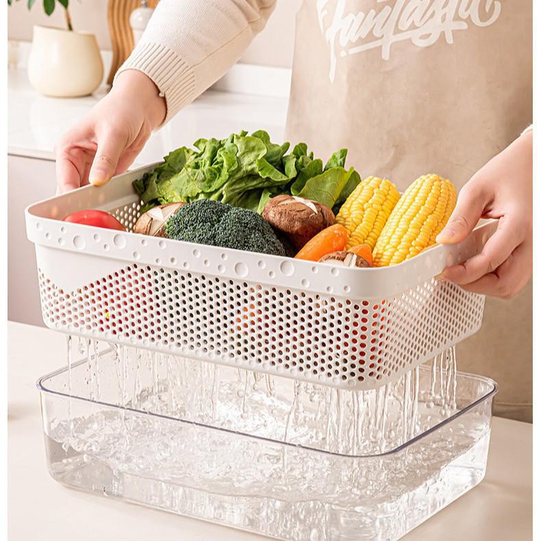 Double-Layer Draining & Storage Basket for Vegetables and Fruits