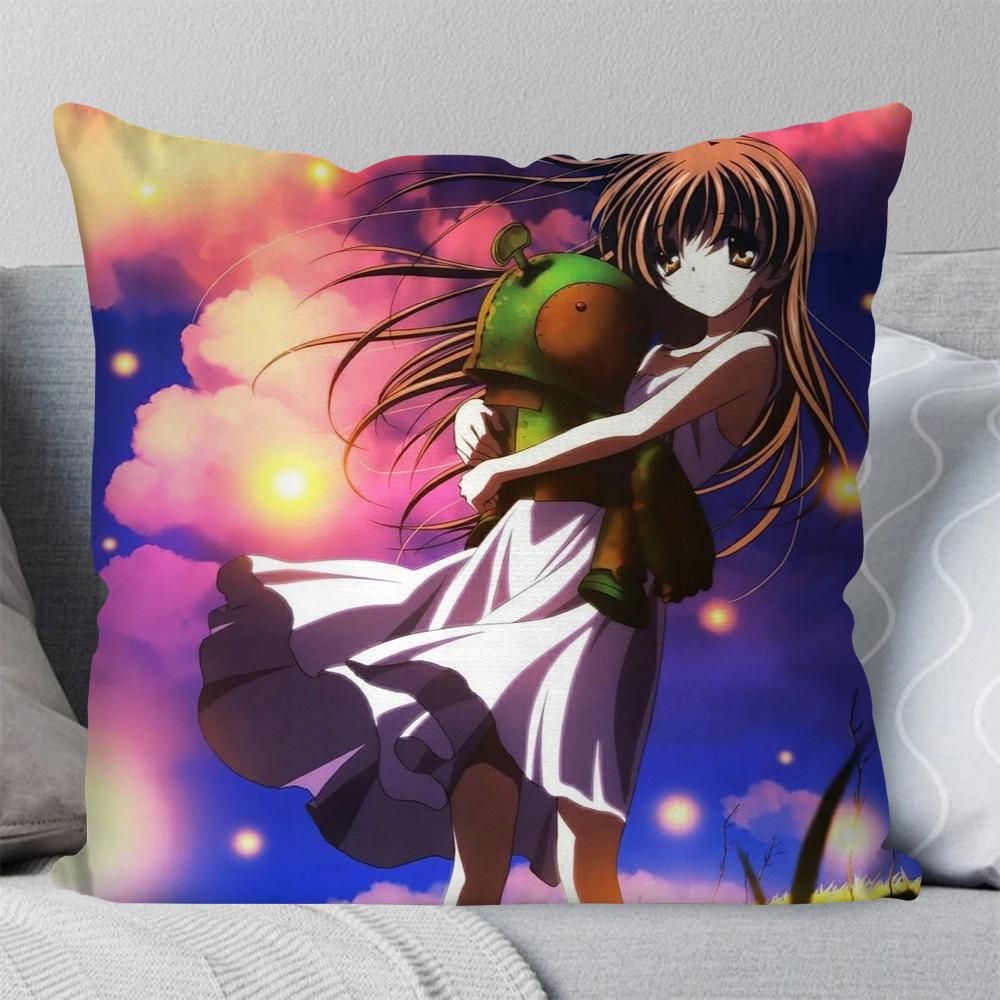 Japansk Anime Clannad Kuddfodral Fyrkantig Kudde Sovrum Soffa Fritid Komfortkudde Bil Vardagsrum Heminredning 40X40