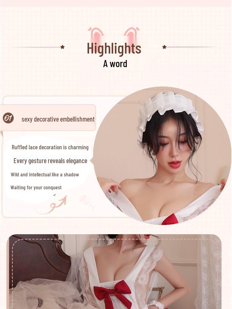 Long Night Lingerie: Sexy Cook Maid Apron with Lace and Easy-Remove Design