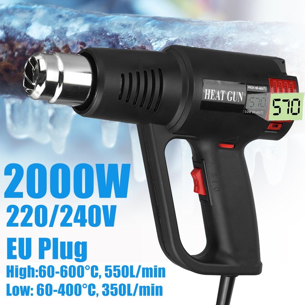 2000W 600℃ Profesionální LCD digitální elektrické horkovzdušné pistole Nastavitelné elektrické horkovzdušné elektrické nářadí s regulací teploty