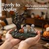 Ornatos de Terror em Resina Durável Ornatos de Jardim de Halloween Decoração Assustadora de Cemitério com Crânios Árvores Mortas Abóbora à Prova d'Água de Mesa Corvo para