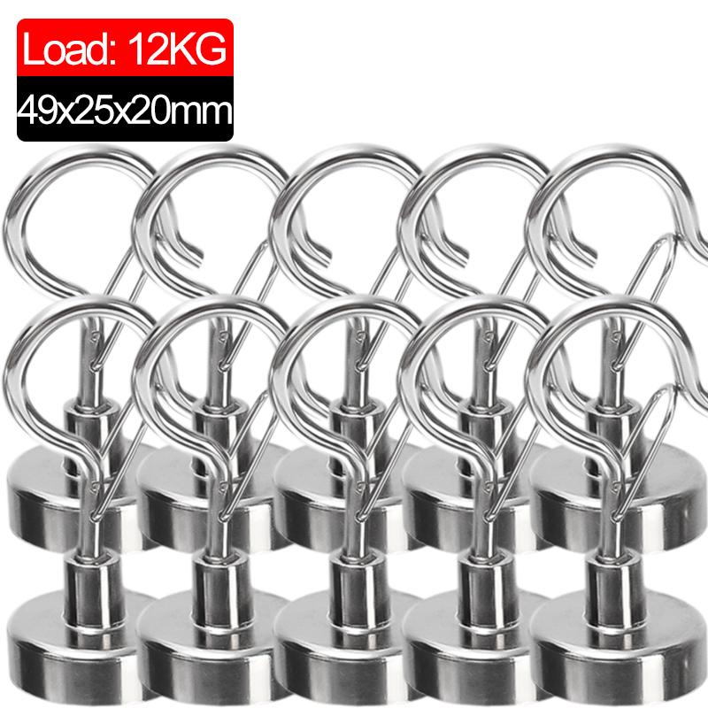 10/1Pcs Magnetic Hook Elastic Hook Press Household Magnetic Buckle Wholesale NdFeB Strong Magnet Keychain Magnet Hook Hardware