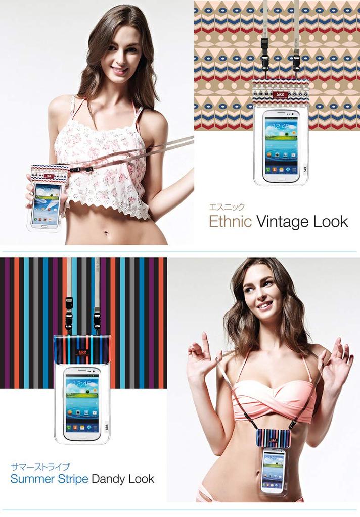 Japanese Bikit Fashion Waterproof Smartphone Pouch with Neck Ethnic BK3796 [Official Distributor] Strap, Pattern,