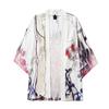 Men's Casual Loose Open Front 3/4 Sleeve Japanese Style Print Cover Up Cardigan