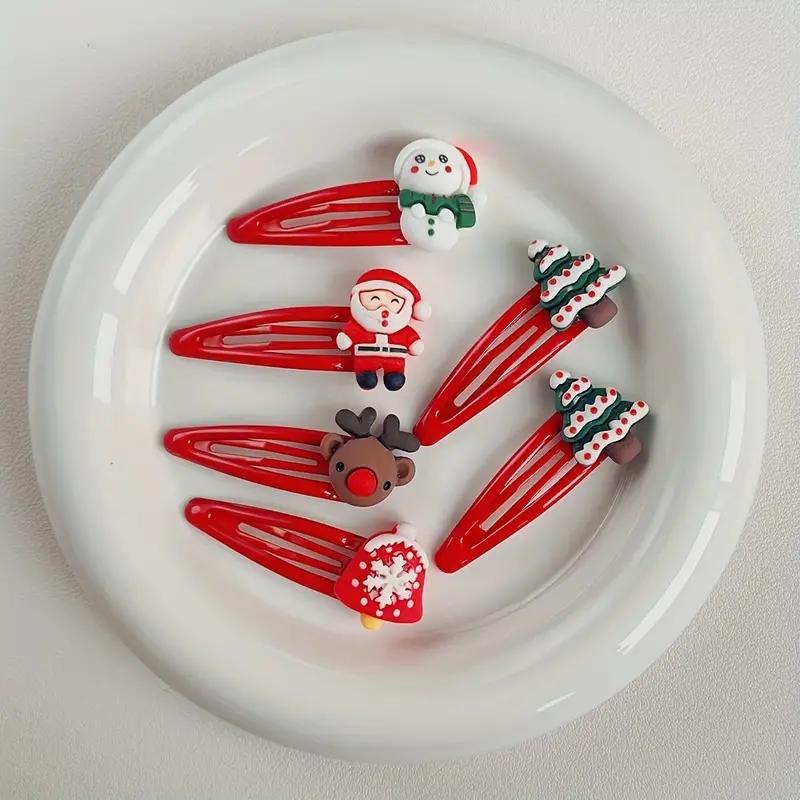 10pcs Christmas Hair Clips Cute Grils Cute Santa Claus Hairpin Side Barrettes Elk Hair Clip Christmas Party Hair Accessories