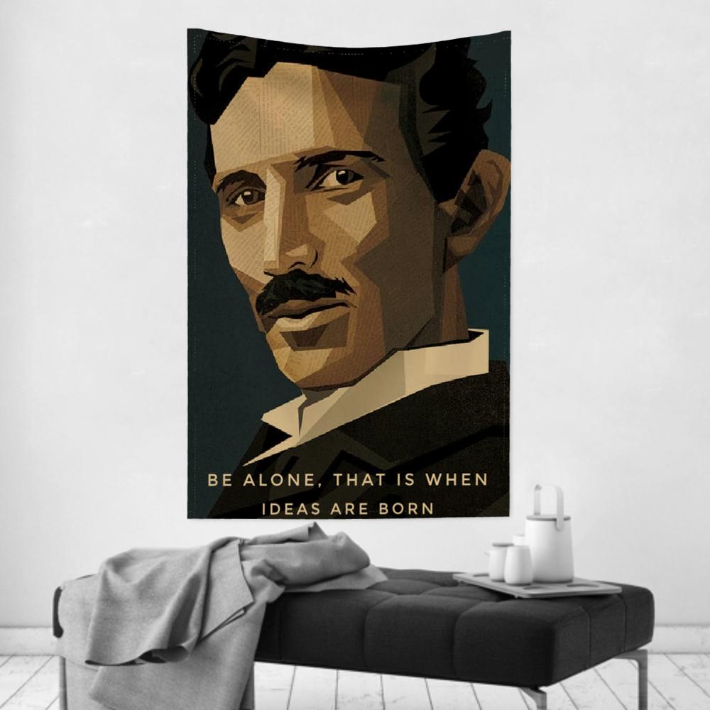 Retro Science Celebrities Nikola Tesla Tapestry Room Decor Wall Cloth Party Hanging Background Room Decor Baby Room