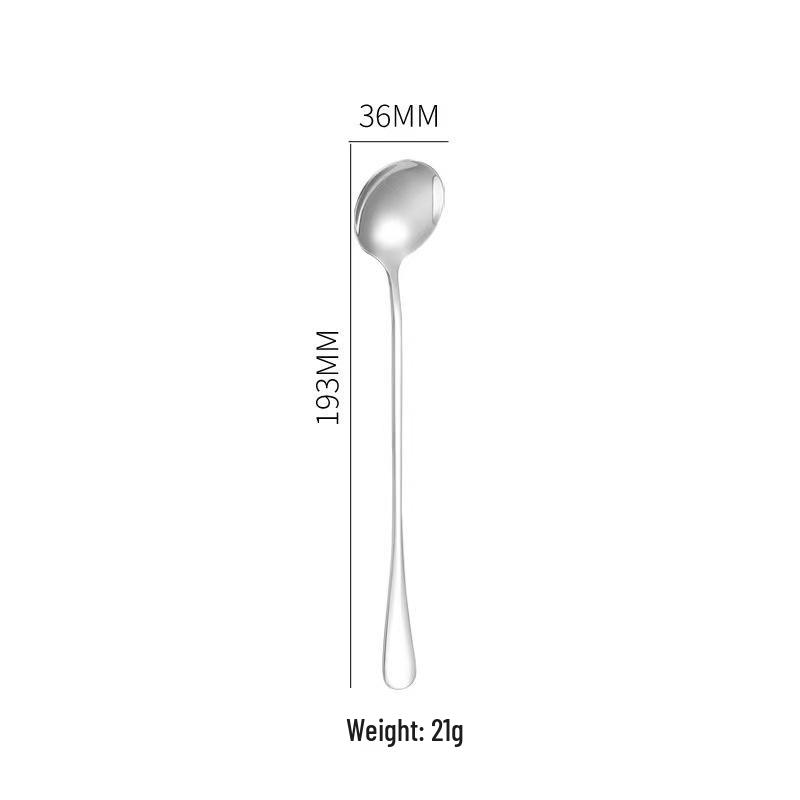 304 Stainless Steel Long-Handle Double-Ended Cocktail Stirring Spoon & Fork
