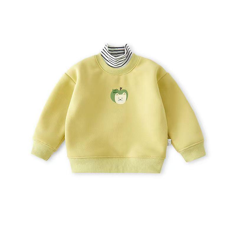 Kids' High-Neck Fleece Sweatshirt: Autumn/Winter Layered Style for Toddlers & Older Children