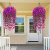 Outdoor Artificial Flowers, Realistic UV-Resistant Hanging Flowers, Trumpet Vine, Purple and Purple Red, for Porch, Patio