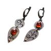 Vintage old alloy engraved metal personality earrings medium ancient red gemstone asymmetric earrings earrings women