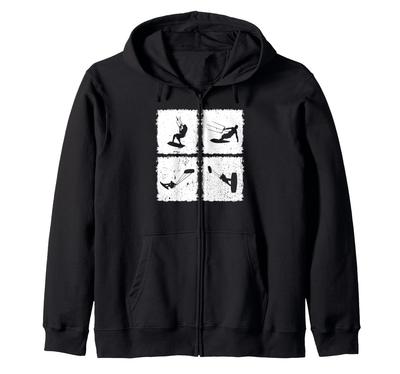 Kitesurfing Silhouette Kiteboard Kitesurfer Zip Hoodie