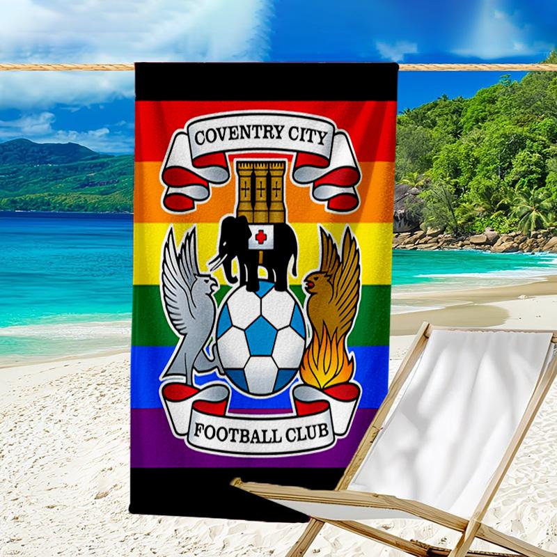 Strandtuch mit aufgedrucktem Wappen des Coven-try Football Club, superweiche Mikrofaser, perfektes Geschenk zum Geburtstag, für Pool, Strand, Reisen, für Familie und Freunde