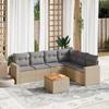 VidaXL Garden Lounge Set with Cushions 7 Pcs Beige Braided Resin 3224141