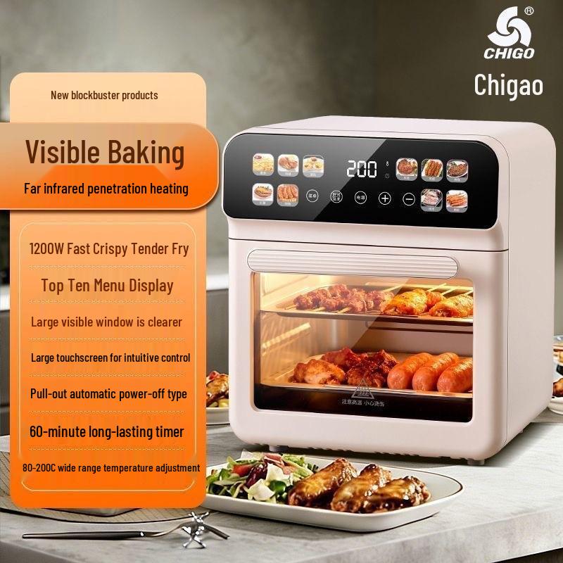 Zhigao 3-in-1 Smart Electric Oven: Air Fryer, Baker & Roaster with Visual Display