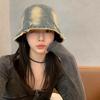 Ins Vintage Rough Edge Washed Denim Bucket Hats Women 2025 Summer and Autumn New Casual Versatile Cute Short Brim Basin Cap