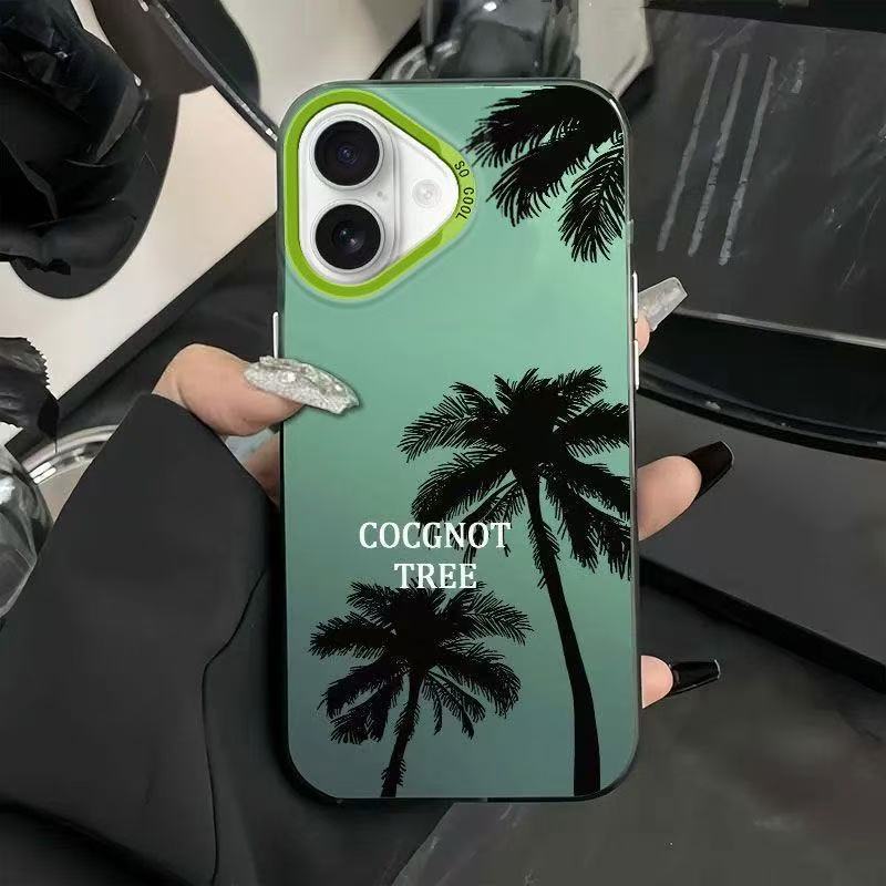 The new coconut tree is suitable for iphone17 mobile phone case Apple 16promax/15 anti-drop 14pro13 Europe and America 12
