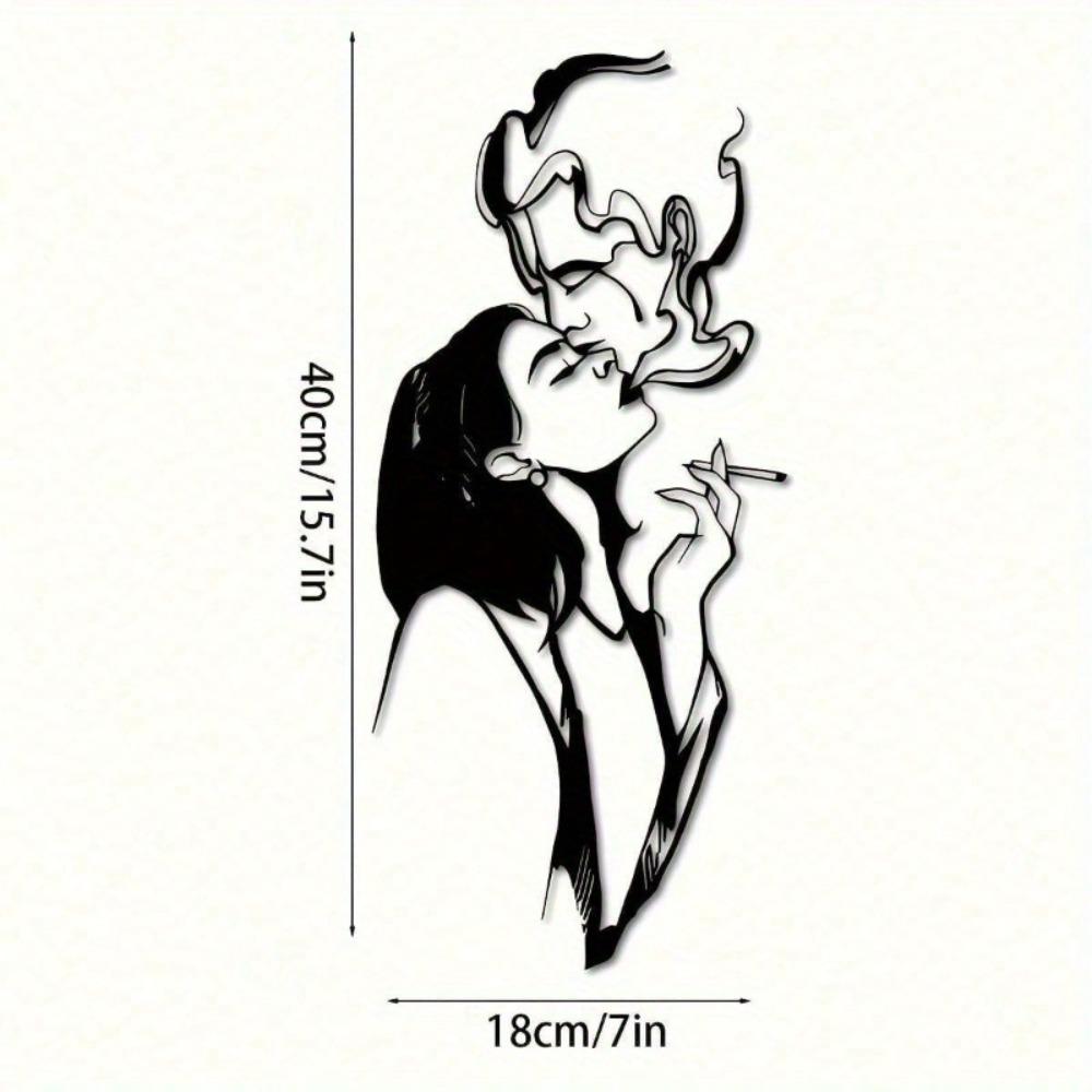 

Couple Kiss Woman Smoking Metal Wall Art Minimalist Decor Modern Home Rustproof Gift TY7266 чорний