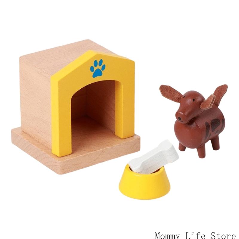 Wooden Miniature Furniture Playset Kids Role Playing Game Scene Arrangement Toy
