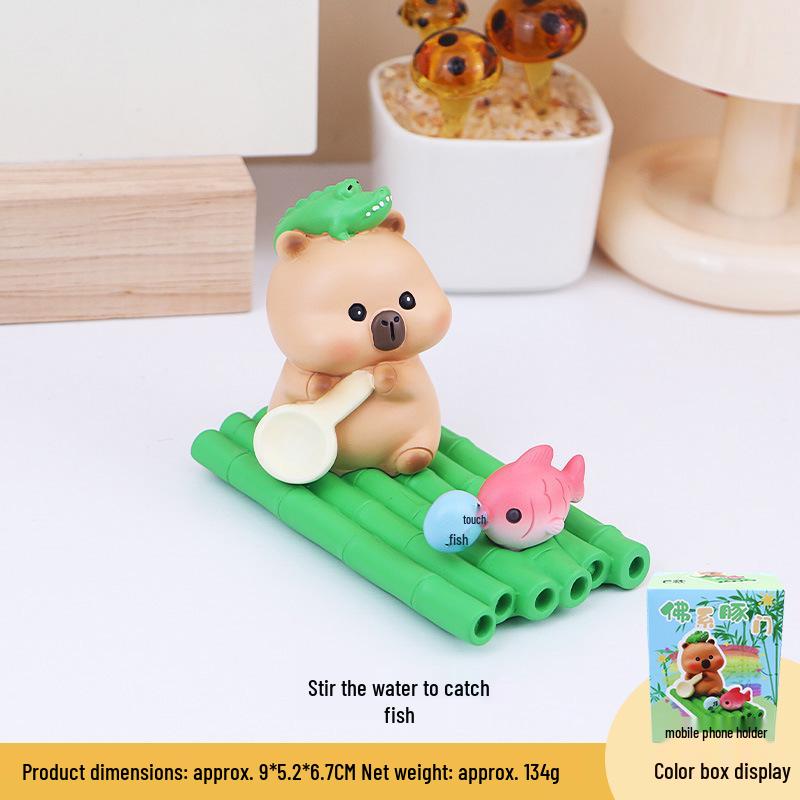 Zen Capybara Phone Stand: Perfect Office Desktop Ornament for Drama Watching
