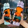1PC Sunset Palm Tree Island Badge Print 750ml Color Plastic Sports Water Bottle Leakproof Flip Straw Lid Suitable for Sports Office Home Use
