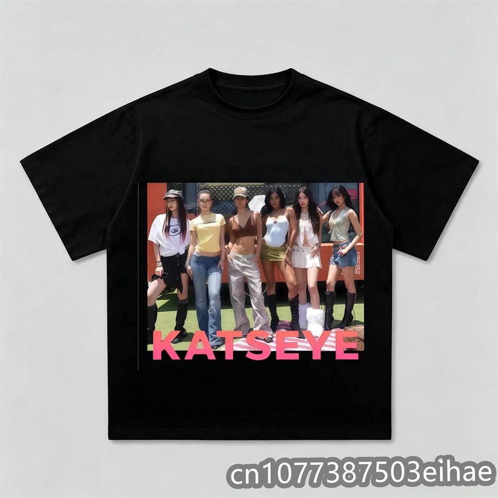 Unisex Y2K Vintage Katseye Kpop The Beautiful Chaos Tour TShirt Cotton Graphics Short Sleeve Streetwear Fashion