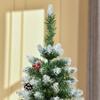 150cm Artificial Snow-Covered Christmas Tree with Red Berries and White Pine Cones, Removable Folding Base, 408 Branches