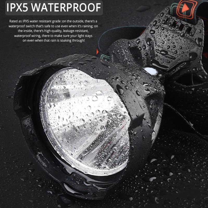 LED Headlamp 7500 Lumens Headlight USB 