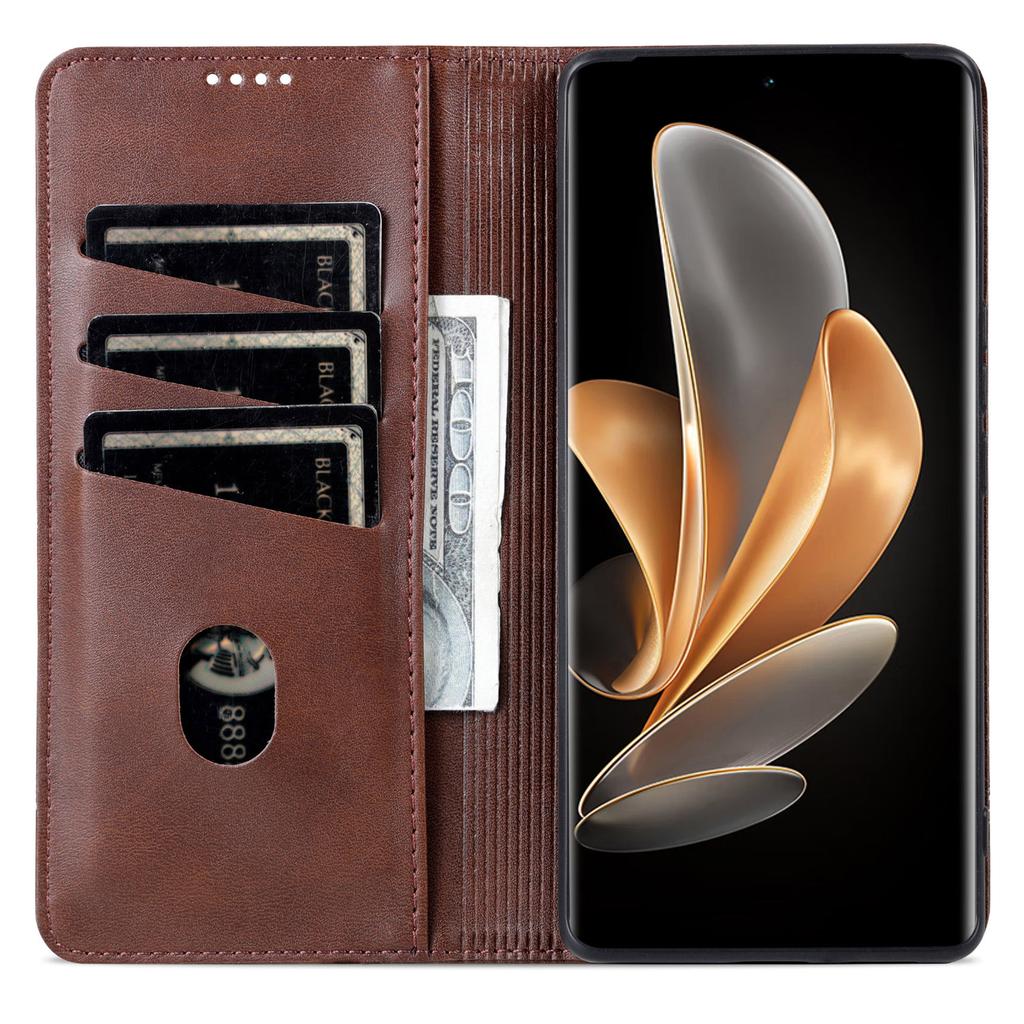 AZNS For vivo Y300 Pro 5G Case Cowhide Texture PU Leather Wallet Phone Cover