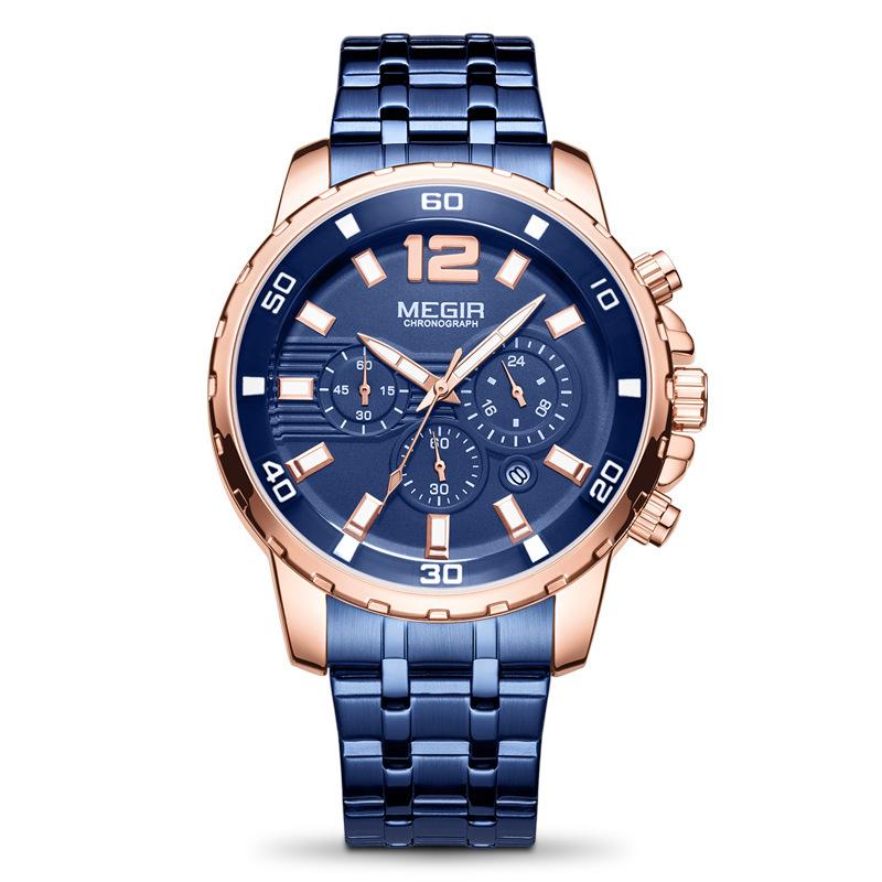 Men'S Watch Multifunctional Timing Waterproof Steel Belt Business Quartz Watch Men'S 2068G