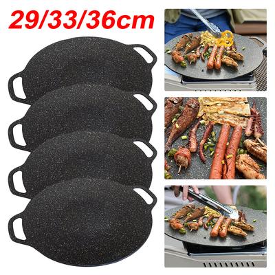 29/33/36CM Antihaft-BBQ-Grillpfanne Koreanische Grillplatte Grill Fleischtopf Plancha Para Cocinar Outdoor Camping Backgeschirr Bratpfanne