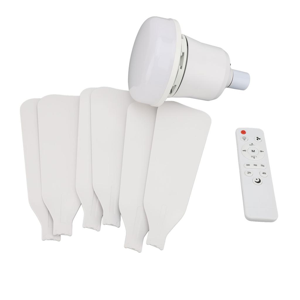 Ceiling Fan Light Detachable E27 Base Remote Control LED Screw in Socket Fan Light for Dining Room Bedroom 520mm