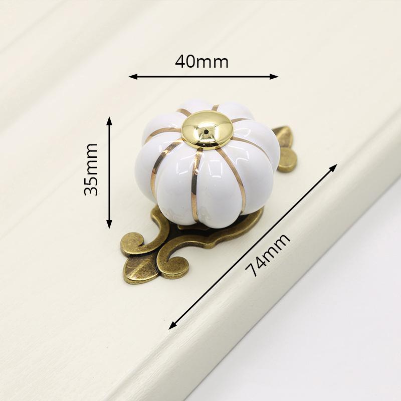 KAK Maniglia per Mobili in Ceramica da 40 mm Base Nera Manopole e Maniglie Zucca per Stanza dei Bambini Maniglia per Ante di Armadietti da Cucina Cassetti
