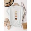 Women's Casual Short Sleeve T-Shirt with Four Heart Graphic Print Golden Medium Round Neck Novelty T-Shirt Clothes