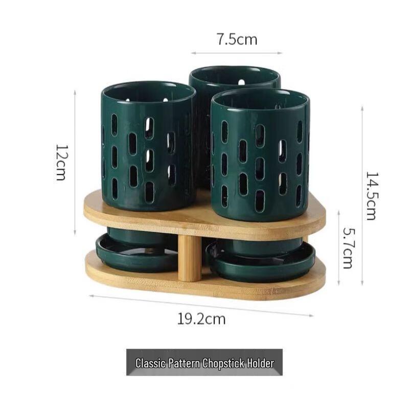 Ceramic Chopstick Holder and Utensil Drainer Set