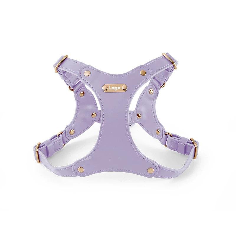 Loudik Soft Leather Dog Chest Strap Pet Leash Set Walking Leash Puppy Strap Small and Medium Dog Out Accessories Wholesale