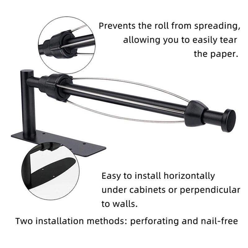 Wall Mounted Stainless Steel Paper Towel Holder Punch-free Bathroom Toilet Paper Holder Storage Rack Kitchen Organizer